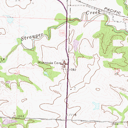 Topographic Map of Monrovia Cemetery, KS