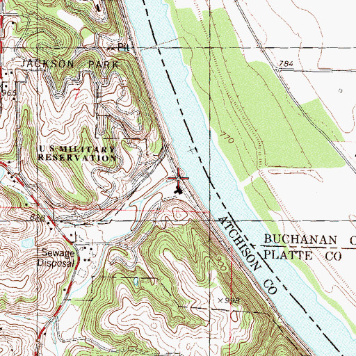 Topographic Map of Whiskey Creek, KS