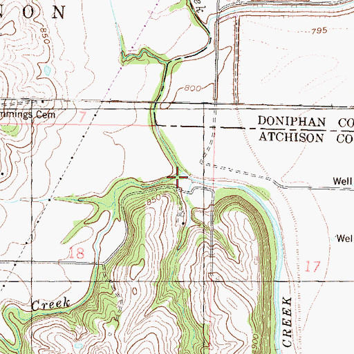 Topographic Map of Deer Creek, KS