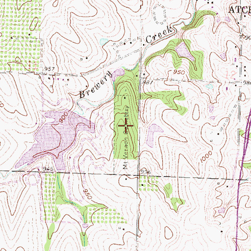 Topographic Map of Mount Vernon Cemetery, KS