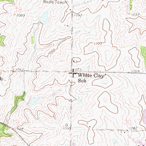 Topographic Map of White Clay School (historical), KS