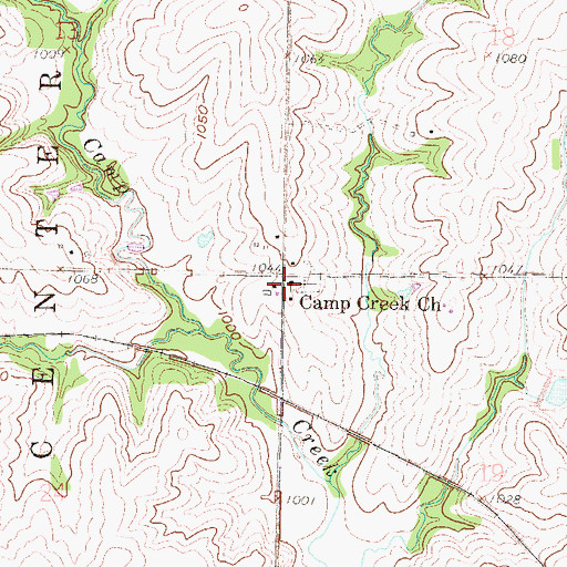 Topographic Map of Camp Creek United Methodist Church, KS