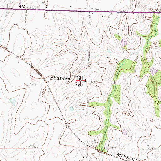Topographic Map of Shannon Hill School (historical), KS