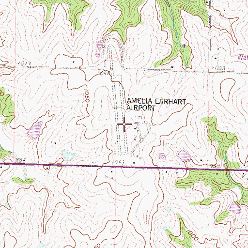 Topographic Map of Amelia Earhart Airport, KS