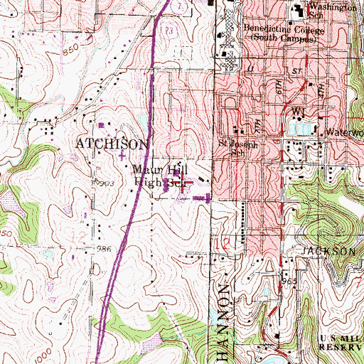 Topographic Map of Maur Hill - Mount Academy, KS