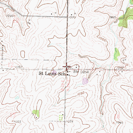 Topographic Map of Saint Louis School, KS