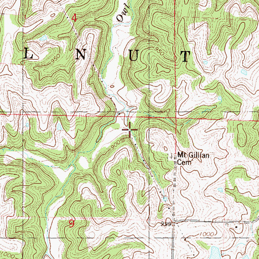 Topographic Map of Township of Walnut, KS