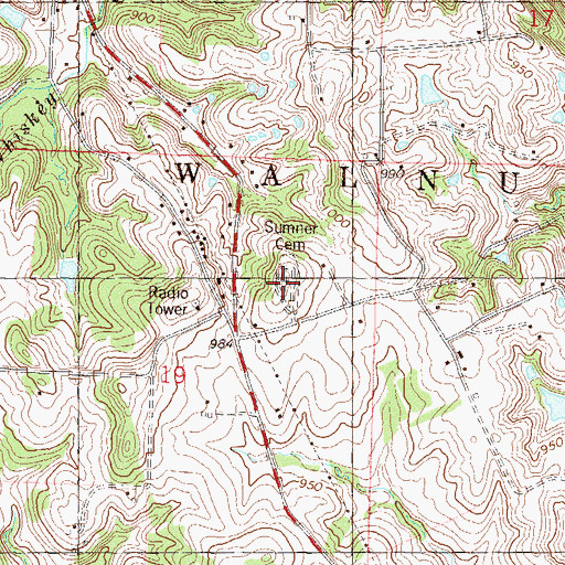 Topographic Map of Sumner Cemetery, KS