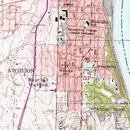 Topographic Map of Saint Joseph School, KS