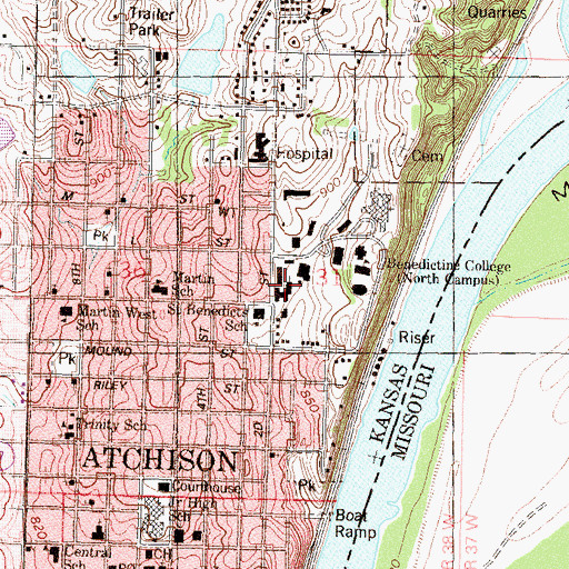 Topographic Map of Benedictine College, KS