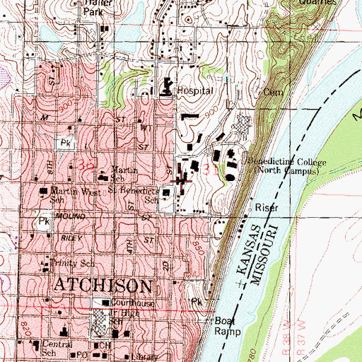 Topographic Map of Benedictine College, KS