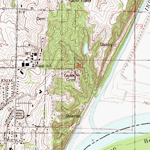 Topographic Map of Taylor Cemetery, KS