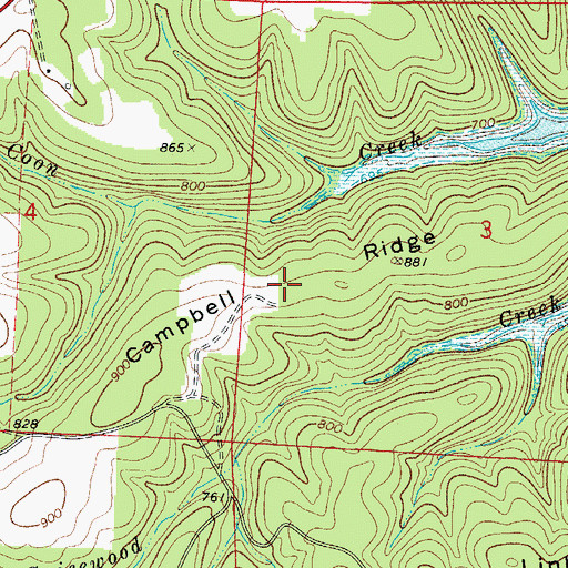 Topographic Map of Campbell Ridge, AR