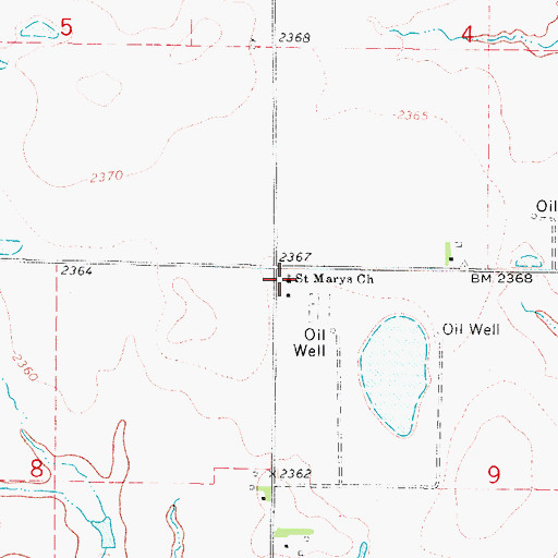 Topographic Map of Saint Mary's Catholic Church, KS