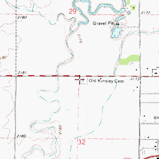 Topographic Map of Old Kinsley Cemetery, KS
