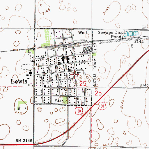Topographic Map of Lewis, KS