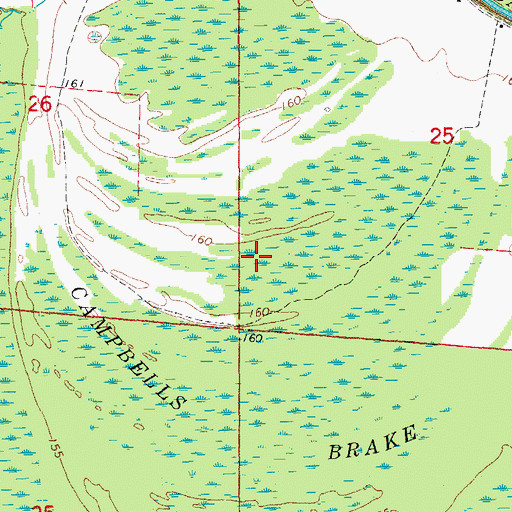 Topographic Map of Campbells Brake, AR