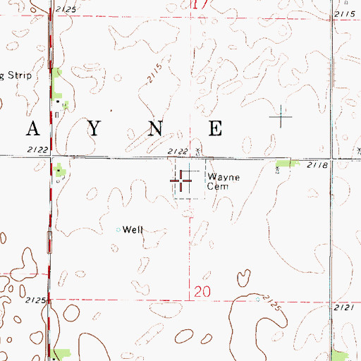 Topographic Map of Wayne Cemetery, KS