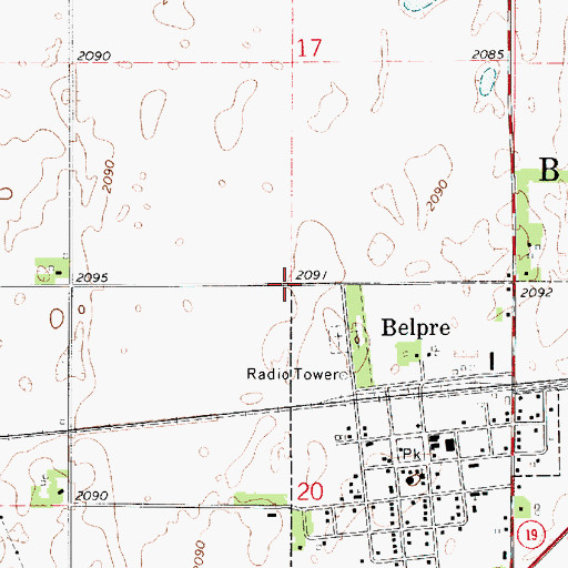 Topographic Map of Township of Belpre, KS