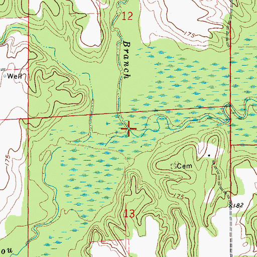 Topographic Map of Campground Branch, AR