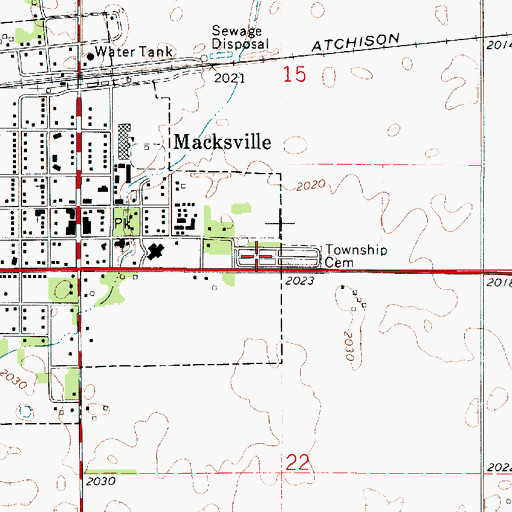 Topographic Map of Township Cemetery, KS