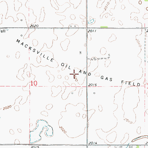 Topographic Map of Macksville Oil and Gas Field, KS