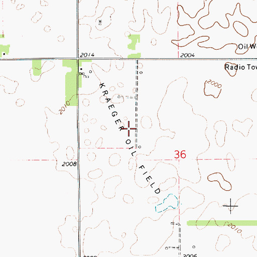 Topographic Map of Kraeger Oil Field, KS