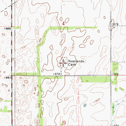 Topographic Map of Neelands Cemetery, KS