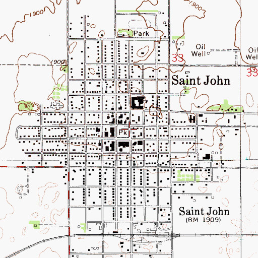 Topographic Map of St. John, KS