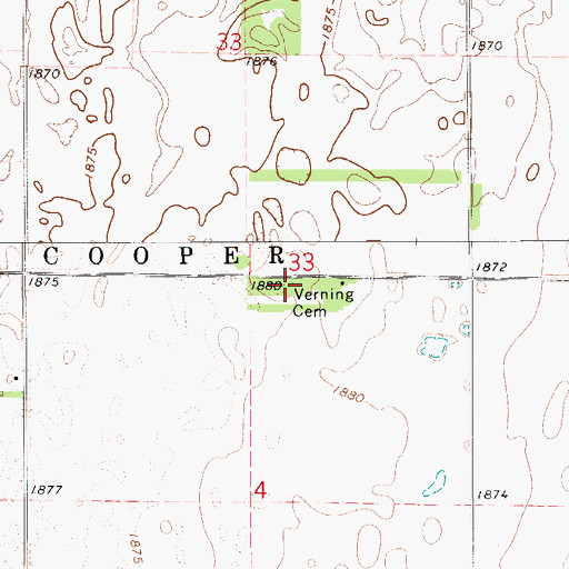 Topographic Map of Verning Cemetery, KS