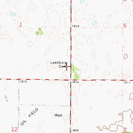 Topographic Map of Leesburg Cemetery, KS