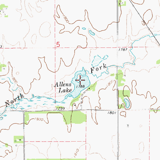 Topographic Map of Allens Lake, KS