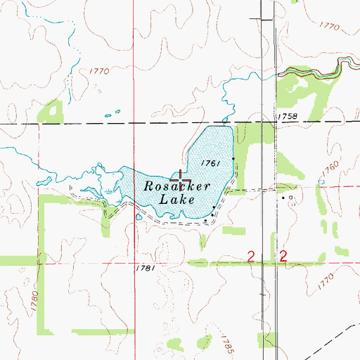Topographic Map of Rosacker Lake, KS