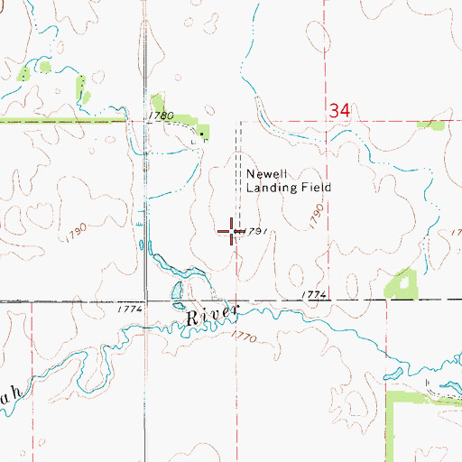 Topographic Map of Newell Landing Field (historical), KS