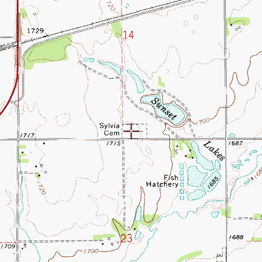 Topographic Map of Sylvia Cemetery, KS