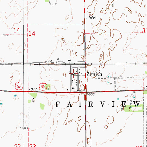 Topographic Map of Zenith, KS