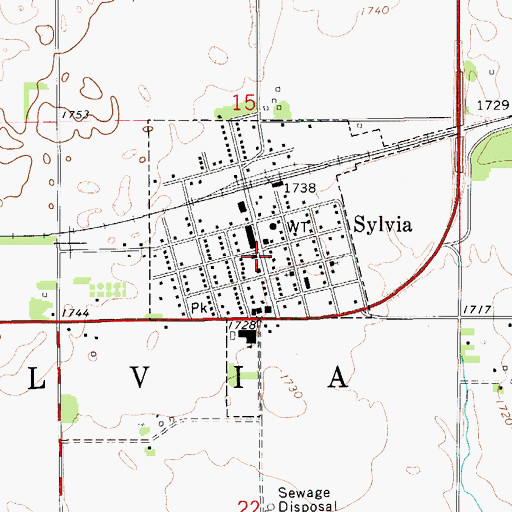 Topographic Map of Sylvia, KS