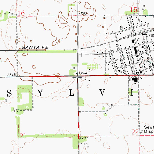 Topographic Map of Township of Sylvia, KS