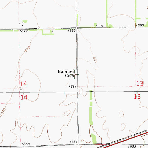 Topographic Map of Bainum Cemetery, KS