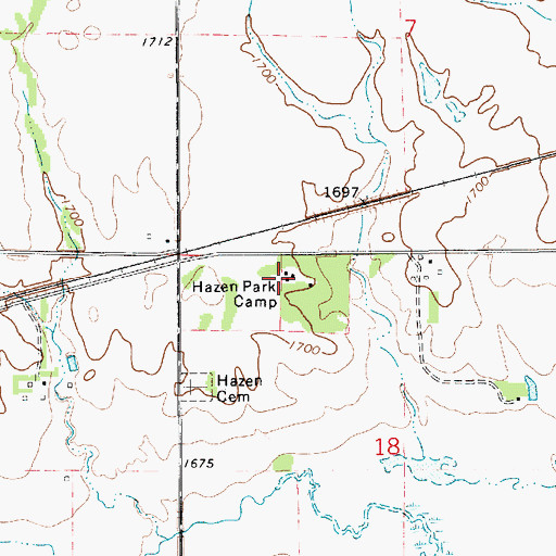 Topographic Map of Hazen Park Camp, KS
