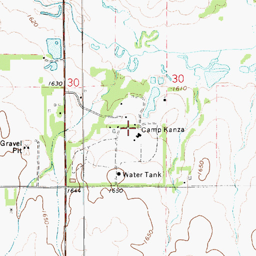 Topographic Map of Camp Kanza, KS
