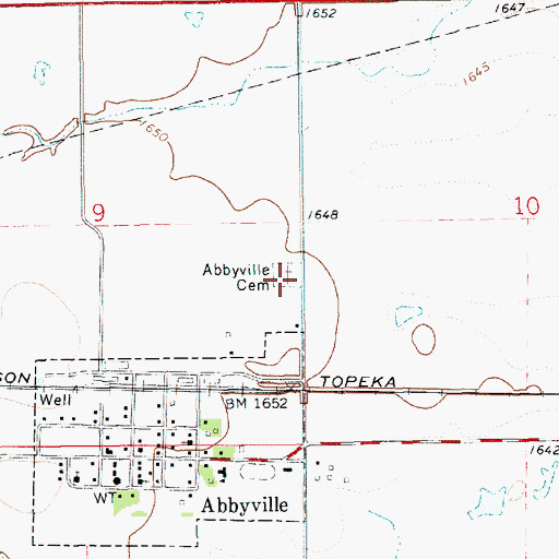 Topographic Map of Abbyville Cemetery, KS