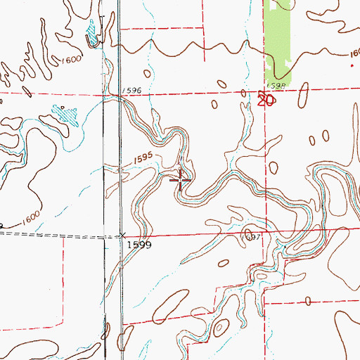 Topographic Map of Sugar Creek, KS