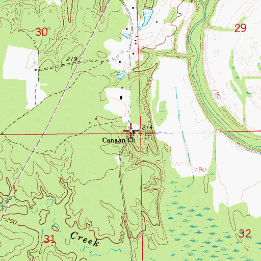 Topographic Map of Canaan Church, AR