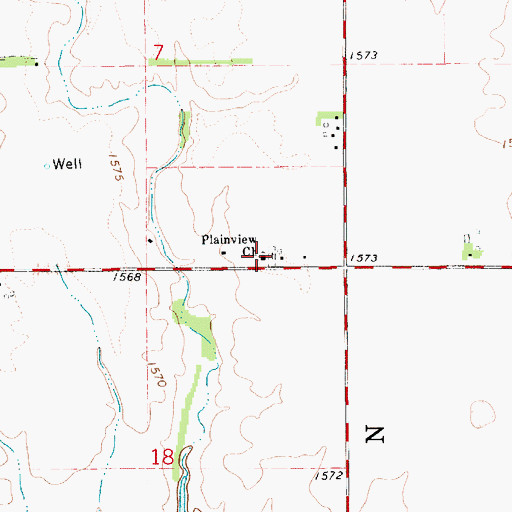 Topographic Map of Plainview Mennonite Church, KS