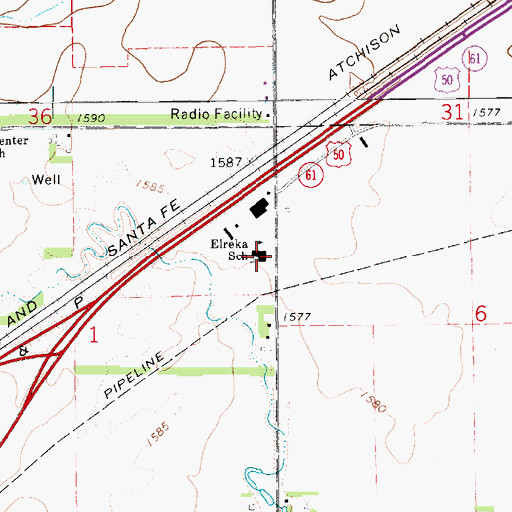 Topographic Map of Pleasantview Academy Grade School, KS