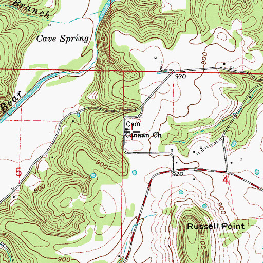 Topographic Map of Canaan Church, AR