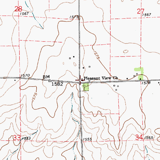 Topographic Map of Pleasant View Church, KS