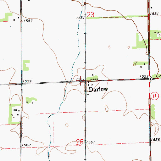 Topographic Map of Darlow, KS