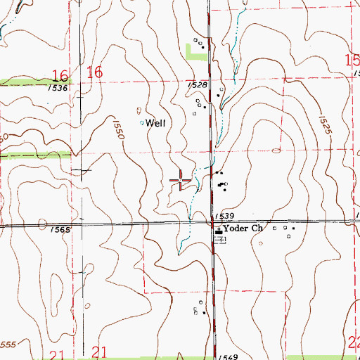 Topographic Map of Township of Yoder, KS